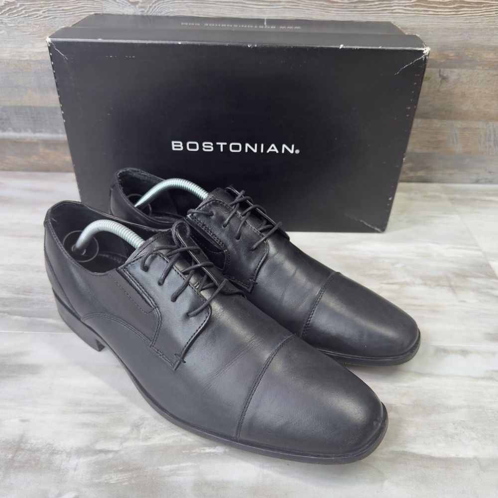 Bostonian 26053 Men Size 10.5 M Dress Shoes‎ Cap Toe Leather Oxford Black